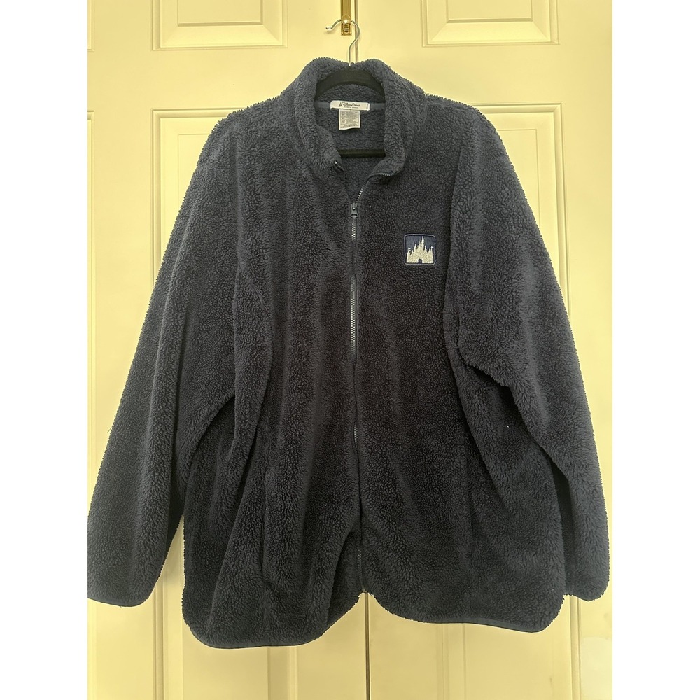 Disney Parks Disneyland Resort Jacket Mens 3XL Navy Blue Sherpa Fleece Full Zip